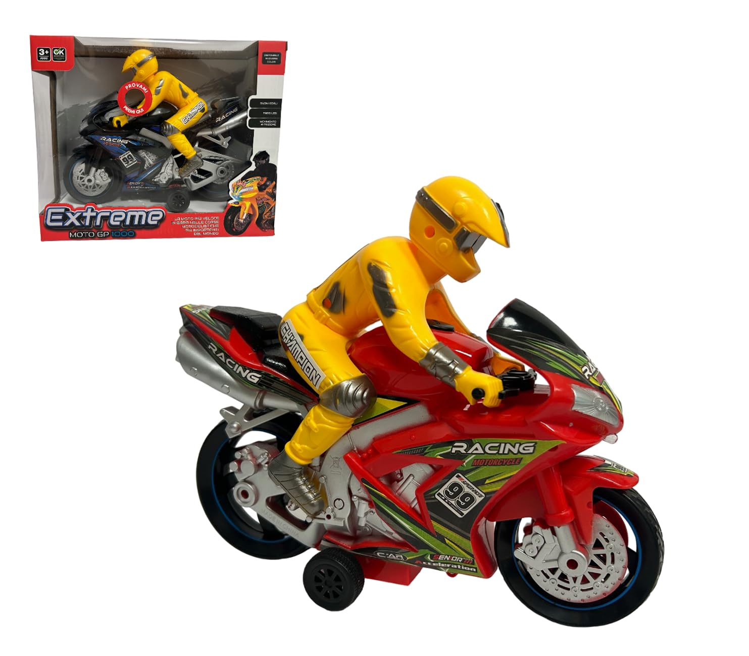 Real Motorcycle Toy with Lights and Sounds, Large Pilot for Clutch, Super Racing Motorcycle, Assorted Colors