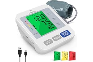 P PANACARE Blood Pressure Monitor, PANACARE Automatic Blood Pressure Machine for Upper Arm, Adjustable Digital BP Cuff Kit, Adjustable Cuff Large Arm Tri-Color Backlight Screen Audio Reading