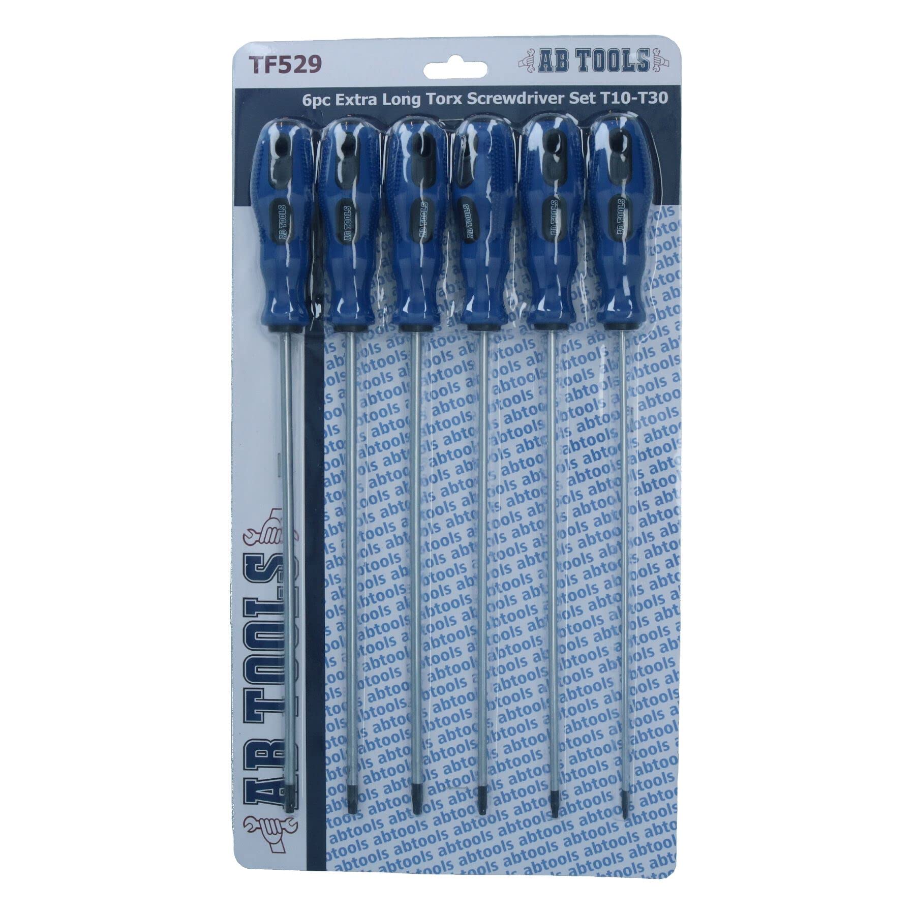 AB Tools Torx Screwdriver Set T10 – T30 Extra Long Star 250mm 6pc