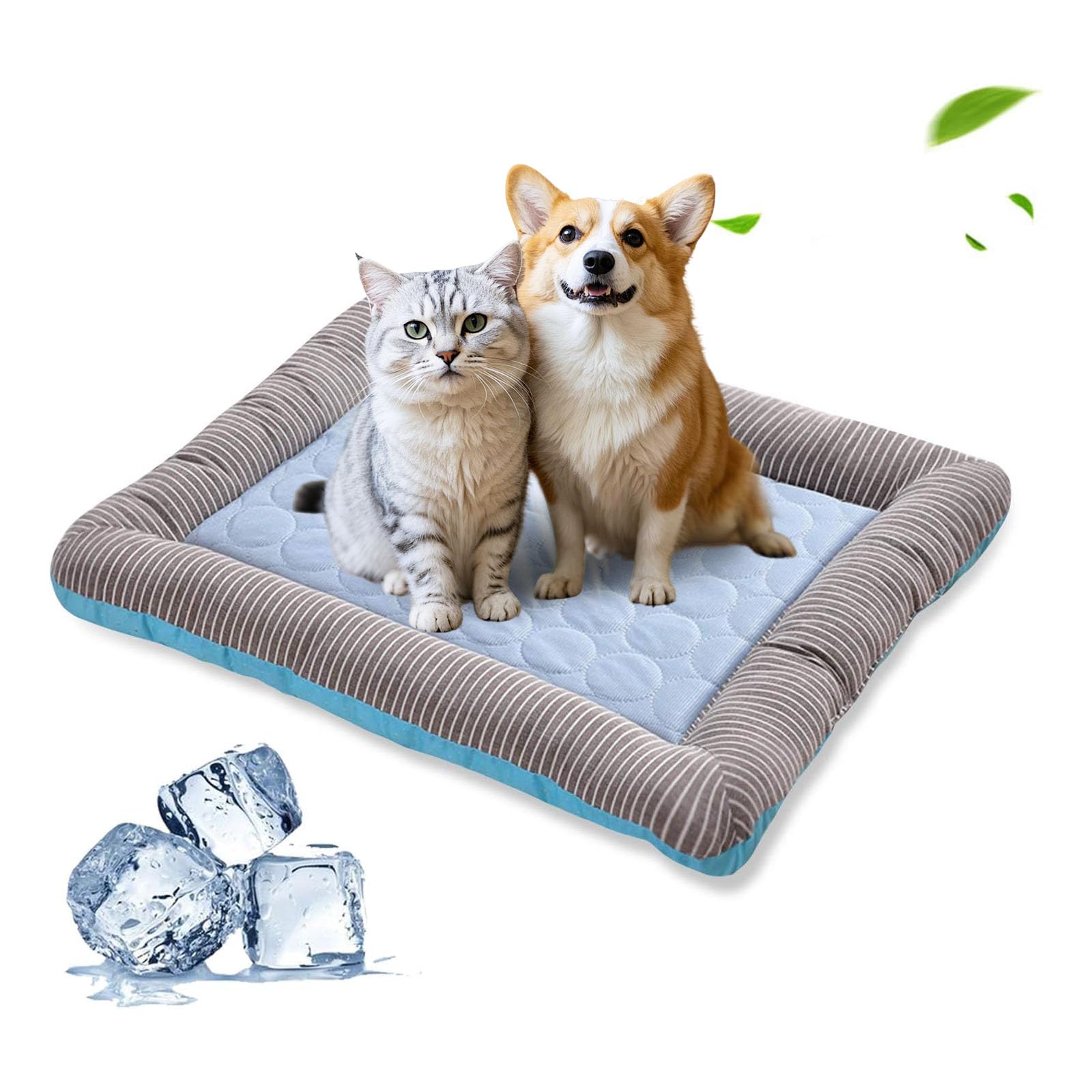 PETCUTE Cooling Pad Bed for Dogs Cats Puppy Kitten Cooling Mat Pet Cooling Mat Pad Cool Blanket Dog Bed Ice Silk Material Soft for Summer Sleeping Dog Bed Blue Small