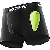 KOOPOW Youth Boys Compression Shorts with Soft Protective Athletic Cup, Boxer Briefs Underwear for Baseball, Football