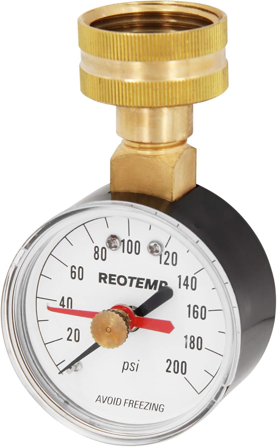REOTEMP Home Water Pressure Test Gauge with Max Pointer, 0