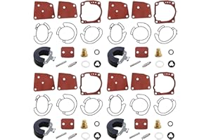 JLM MARINE 4 Pack 438996 Carburetor Rebuild Kit for Johnson Evinrude OMC V4 V6 90 105 115 150 175 HP Outboard Motors 435442 436852 18-7247