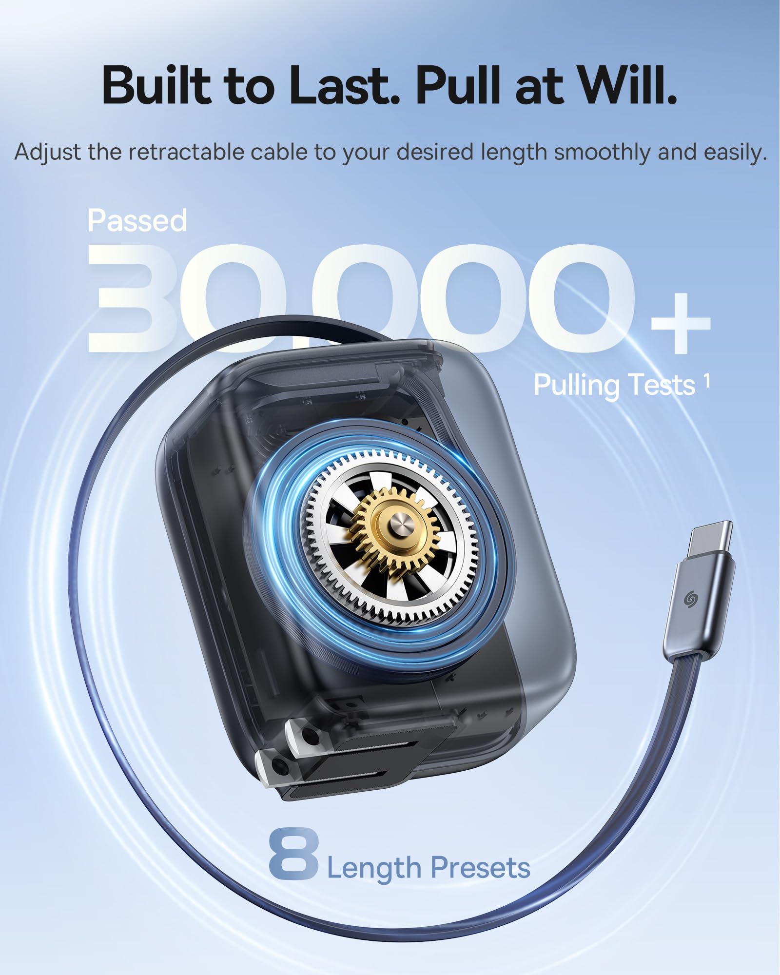 Baseus Enercore CJ11 Retractable USB C Charger, 67W 3 in 1 Fast Charging Block with Foldable Plug, PD/PPS for Galaxy S25/iPhone 17/16/15 Series/MacBook Air/Airpods 4