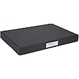 Bigso Sven Fiberboard Classic Hinged Document Box - File Organizer for Important Paperwork - Document Storage Box with Hinged Lid & Metal Label Window - 1.8 in x 13.2 in x 9.3 in - Dark Grey
