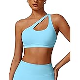ABOIW Womens Seamless One Shoulder Sports Bra Cutout Adjustable Strap Asymmetric Padded Workout Crop Tank Tops