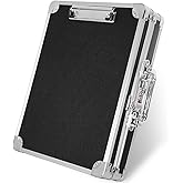 LASUK Aluminum Briefcase, Key Lock Clipboard Storage Box, Lockable Storage Case with Foot pad and Corner Protectors, 13x 10x 2.75 inch