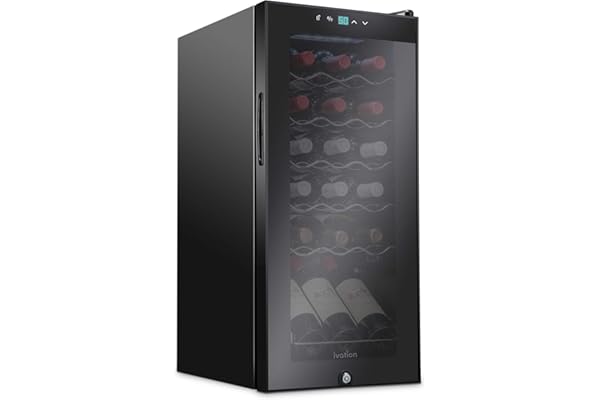 Ivation 18 Bottle Compressor Wine Cooler Refrigerator w/Lock, Large Freestanding Wine Cellar For Red, White, Champagne or Sparkling Wine, 41f-64f Digital Temperature Control Fridge Glass Door Black