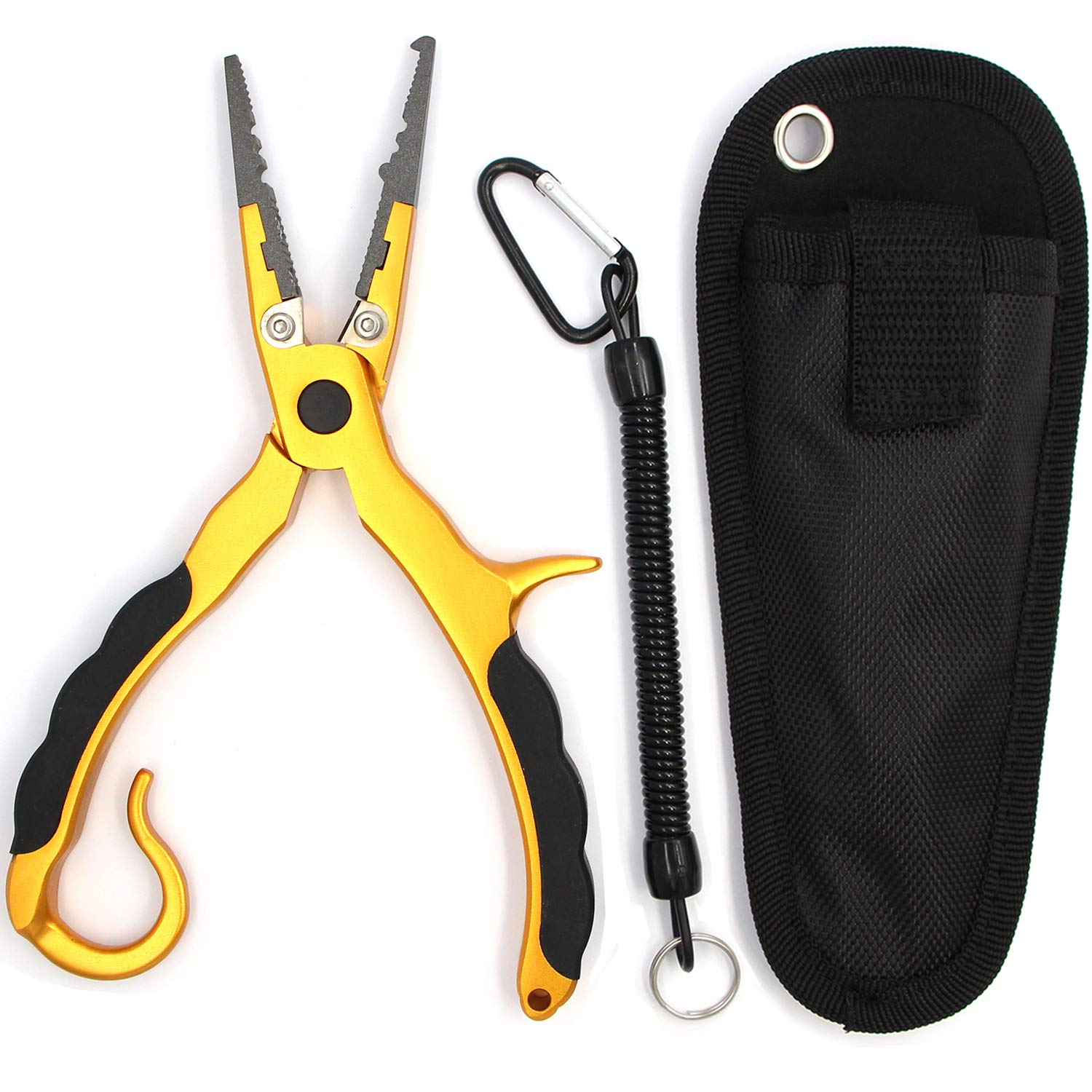 CRAZY SHARK Aluminium Fishing Pilers, Stainless Steel Hook Remover Fishing Tools, Saltwater Resistant Fishing Gear, Tungsten Carbide Cutters, Spilt Ring Pilers, Braid Line Cutters