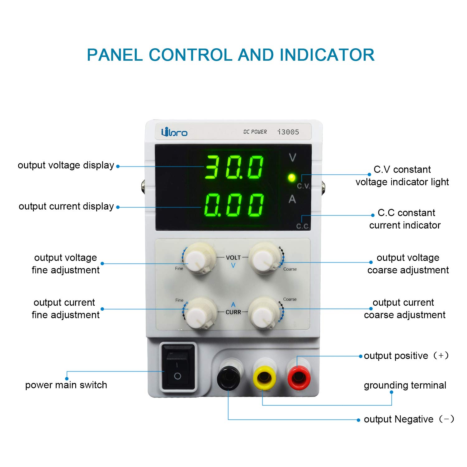 DC Power Supply Variable 60V 5A Bench Adjustable Lab DC Power Supply