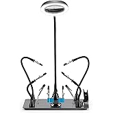 SainSmart Upgraded Magnetic Helping Hands Soldering Station, New Soldering Iron & Mini Clip Holders, 5X Magnification Integra