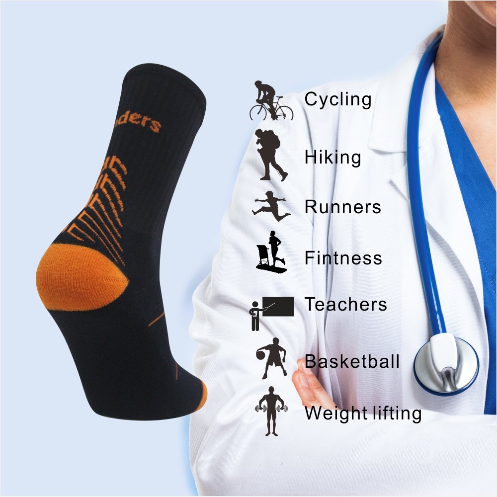 IMITOR Calcetines de Senderismo para Hombre y Mujere Algodón Transpirable Calcetines de Trekking Calcetines Térmicos para Actividades al Aire Libre Ciclismo Correr Escalar 3 Pares (Negro Naranja)