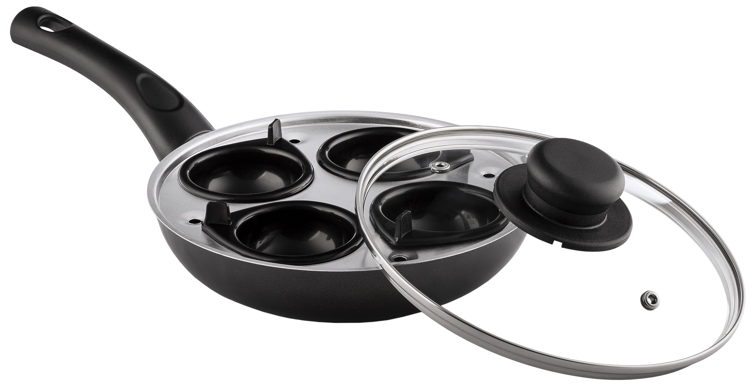 Sapphire P063 20 cm 4-Cup Egg Poacher , Black