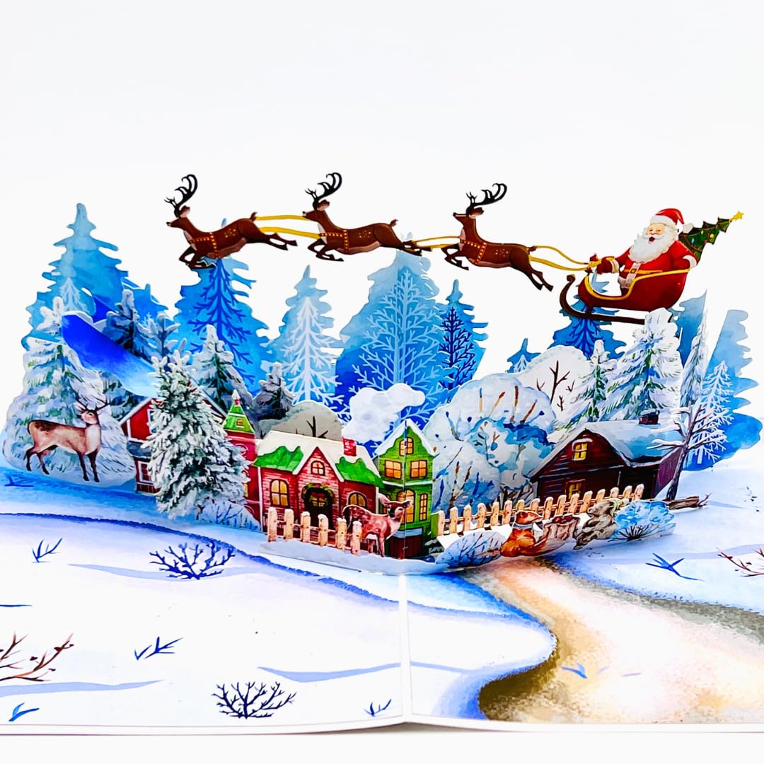 Three Dee Cards - Night Before Christmas 3D Special Pop Up Greeting Card for Daughter Son In Law Husband Wife Brother Sister Mum and Dad Family Holiday Pop-up