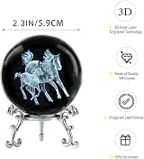 HDCRYSTALGIFTS 3D Laser Horse Crystal Ball 60mm with Stand view 5