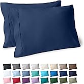 Bare Home Microfiber Pillow Cases - King Size Set of Two - Cooling Pillowcases - Double Brushed - Dark Blue Pillowcases 2 Pack - Easy Care (King Pillowcase Set of 2, Dark Blue)