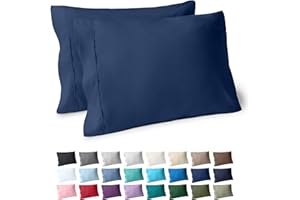 Bare Home Microfiber Pillow Cases - Standard/Queen Size Set of 2 - Cooling Pillowcases - Double Brushed - Dark Blue Pillowcases 2 Pack - Easy Care (Standard Pillowcase Set of 2, Dark Blue)