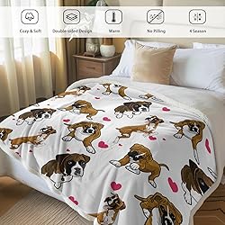 BlessLiving Red Hearts Dog Cat Print Plush Blanket