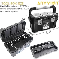 Anyyion 14 Inch Tool box with Removable Tray, Truly