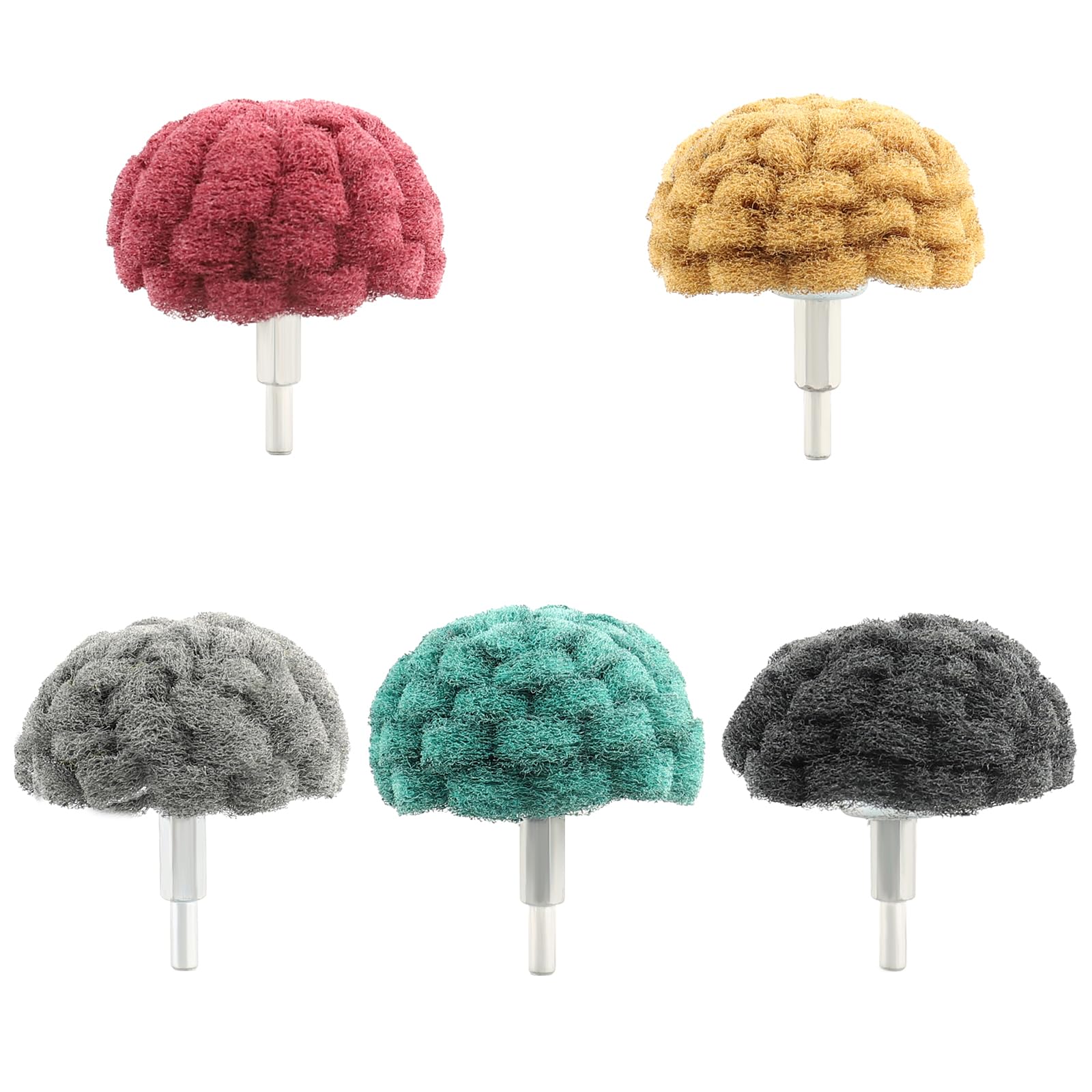 Shineboc 5Pcs Dome Sanding Mop Buffing Wheel with Mushroom Grinding Head for metal, aluminum, stainless steel, jewelry, wood, plastic, ceramics and glass.-75MM