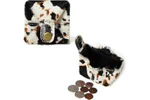 JAJMO LEGACY Cowhide Coin Purse Change Holder Mini Pouch for Women Hairon Leather Cow Print (Salt & Pepper)