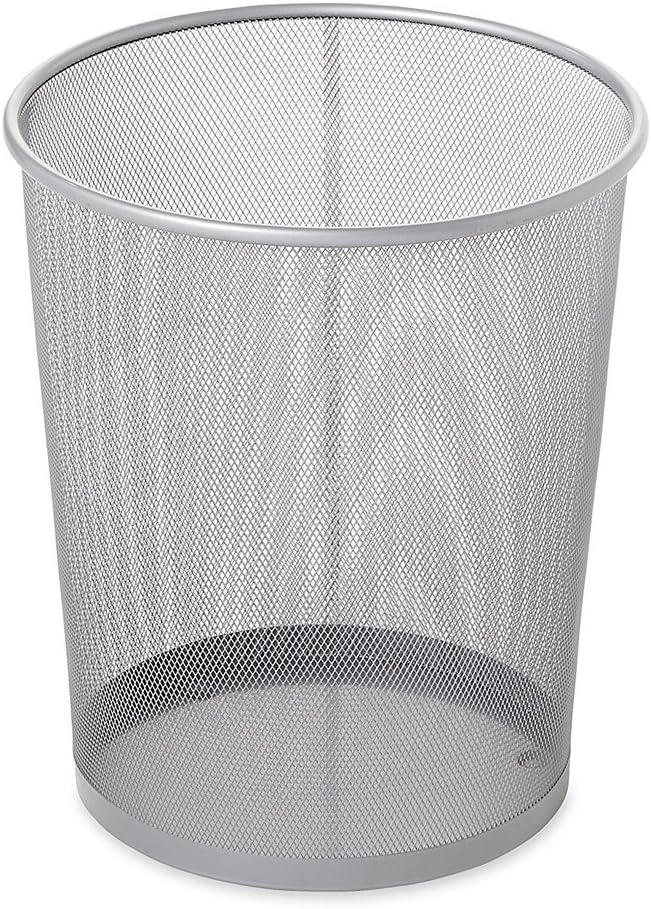 HappyLHL Hflove Creative Home Office Trash Can Kitchen Mesh Round Wastebasket Barbed Wire Waste Bins (Silver, S)