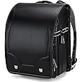 Baobab's wish Ransel Randoseru Backpack Semi-automatic satchel Japanese school bag for girls and boys PU leather bab-rng28 (Black)