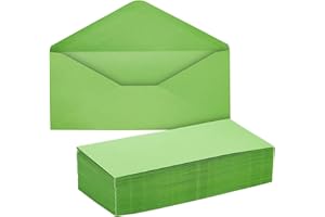200 Pack Bulk #10 Green Envelopes with Gummed Seal, Business Size for Invitations, Mailing Letters, Checks, Greeting Cards (4