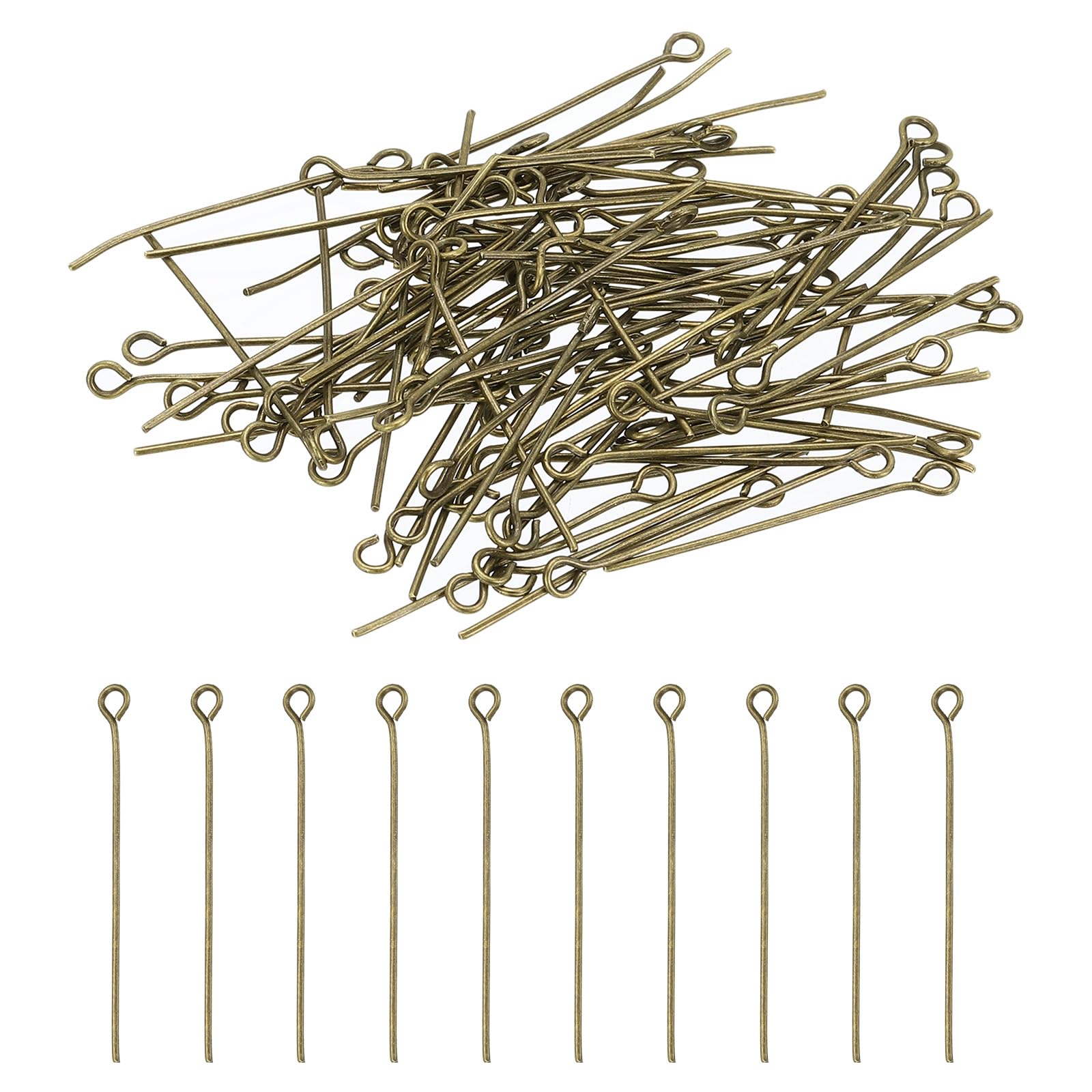 PATIKIL 30mm Open Eye Pins, 400Pcs 21 Gauge Metal Head Pins Needles Eye Pins for Jewelry Making Findings Earring Necklace Bracelet DIY Crafts, Bronze
