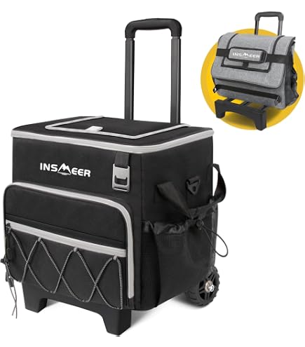 Glacière à Roues 35L Avec Poignée - Tissu Oxford étanche, Isotherme 6-8h, Pliable, Pour Plage Et Camping