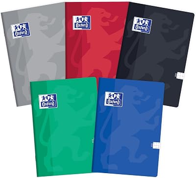 Cuaderno escolar A5, 80 hojas, cuadriculado, paquete de 5 unidades, mezcla de colores