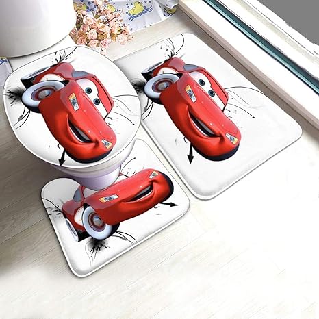 Amazon ディズニーカーズ 3 トイレ3点セット トイレマットセット フタカバー U型o型トイレ兼用フタカバー 足元マット トイレ用品 蓋カバー 便座カバー マット 抗菌防臭シャギートイレマット 防寒 ノンスリップ 浴室マット 装飾 手触り良い トイレマット タンクカバー
