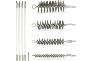 HUAREW 50 in Pipe Cleaning Brush Set with Stainless Steel Bristles, Wire Brush with 4 Galvanized Rods, Stainless Steel Pipe B