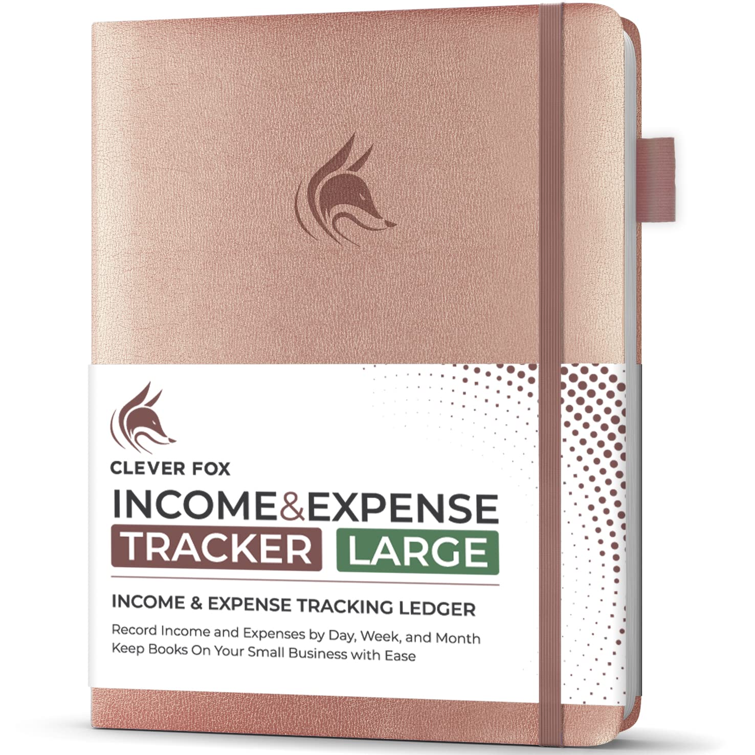 Clever Fox Income & Expense Tracker Large – Accounting & Bookkeeping Ledger Book for Small Business – 2-Year Record Notebook, A4 (Rose Gold)