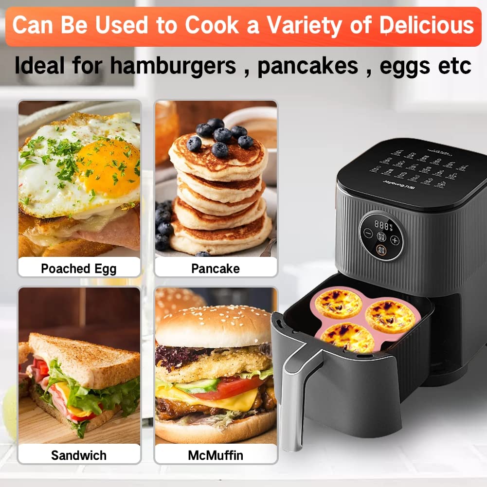 Abnaok 2PCS Silicone Air Fryer Egg Pan with 6PCS Reusable Silicone Baking Cups, Non-Stick Air Fryer Baking Pan, 3 Cavity Silicone Muffin Pans Muffin Cups for Baking