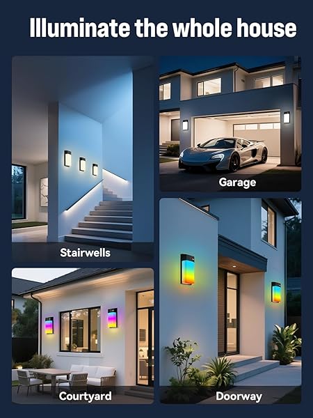 OIYN SMART OUTDOOR WALL LIGHT, RGBWW LED PORCH LIGHT WITH 30 SCENE MODES, 1500LM, IP65 WATERPROOF, DIY COLOR-CHANGING WALL LAMP FOR GARDEN, PATIO, CHRISTMAS AND HOLIDAY DECORATIONS – 1 PACK