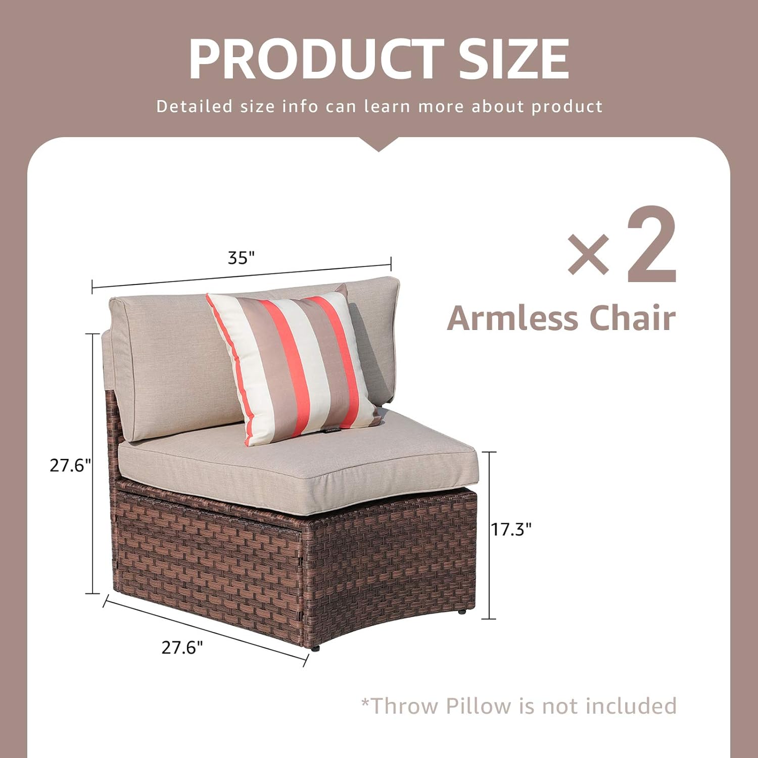SUNSITT Outdoor 2-Piece Half-Moon Sectional Woven Sectional Set with Beige Cushions: Kitchen & Dining