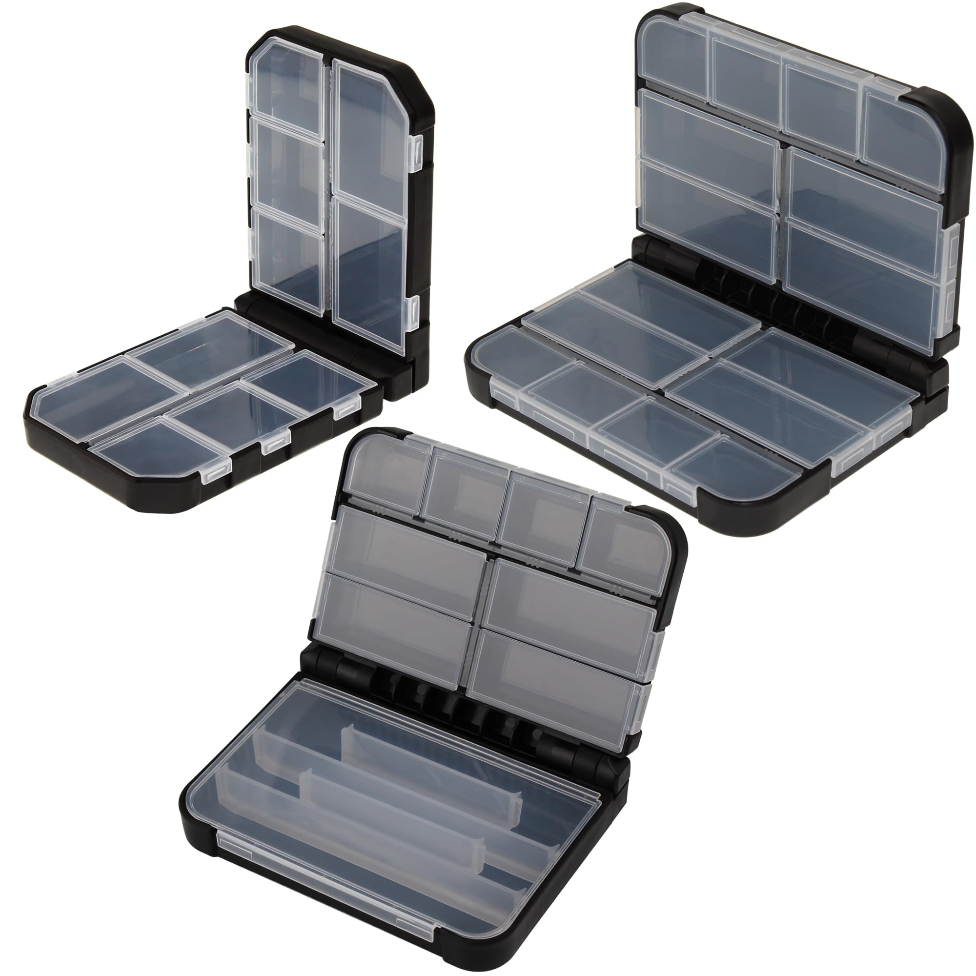 OKVGO Fishing Tackle Box for Fishing Accessories Storage, Organizer Box for Sea and Carp Coarse Fishing Lures Hooks Swivels Baits Beads Tube Sleeves Clips Size L M S 3pcs Set