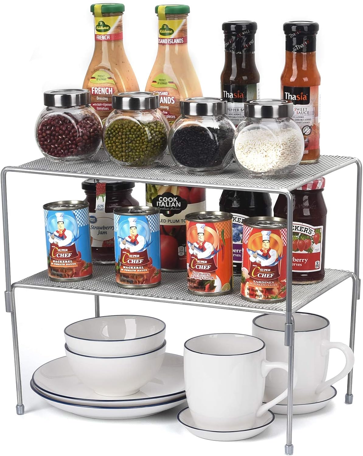 expandable stackable shoe rack on Under Sink Organizers Kitchen Shelves Cabinet Organization Silver 9 2 X 14 2 Inch Expandable Stackable Kitchen Cabinet And Counter Shelf Organizer Kitchen Dining