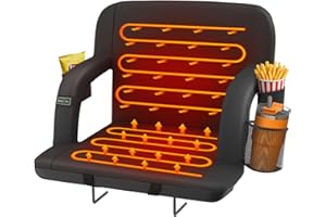 HOPERAN Dual-Sided Heated Stadium Seats for Bleachers with Back Support, 3 Levels Heating Stadium Seating for Bleachers Seat with Backrest, 5 Pockets Portable Stadium Chair for Outdoor