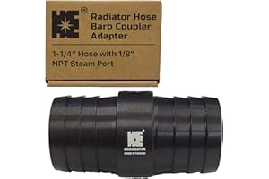 HE COSMOSTAR Cosmostar 1-1/4" Radiator Hose Barb Coupler Adapter with 1/8" NPT Steam Port for LS Swap – Aluminum Coolant Crossover Splice for Steam Vent Radiator Hose Fitting (Black)-NN17N02