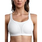ZeroBound Women's Sports Bra Non Padded Wirefree Full Coverage Workout Bra High-Impact Sports for Women Lightweight (White,32C)