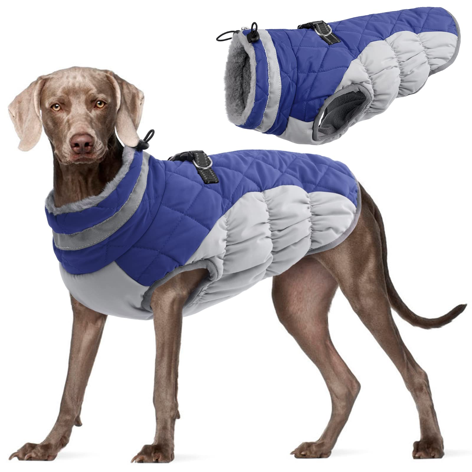 Kuoser Dog Winter Coat Waterproof Cold Weather Warm Jacket for Small Medium Large Dogs Cozy Fleece Lined Puppy Winter Vest with Fur Collar Reflective Zip Up Pet Apparel Outdoor Clothes — image 1