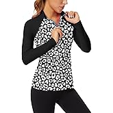 Soneven Women's Quarter Zip Polo Collared Golf Shirt Moisture Wicking Shirts Slim Fit for Casual Work