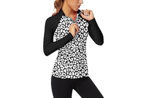 Soneven Women's Quarter Zip Polo Collared Golf Shirt Moisture Wicking Shirts Slim Fit for Casual Work