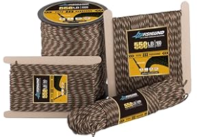 FISHLUND Paracord 550 lb, 7 Strand Type III Paracord Rope 100ft 4mm, High Strength Nylon Parachute Cord for Camping, Survival, Tactical and Hiking, Forest Camo