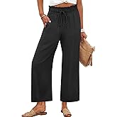 ANRABESS Palazzo Pants for Women Summer Casual Flowy High Waist Wide Leg Capri Pants 2026 Loose Lounge Cropped Beach Trousers
