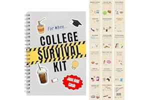 College Survival Kit Gift Card Book, 18 Interactive Themed Pages with Photo Frame,Graduation Gift Card Holder Book,Compact A5