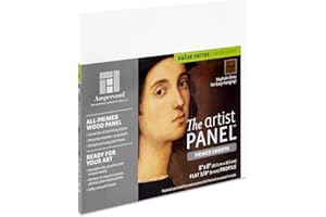 Ampersand Art Supply Wood Gesso Artist Painting Panel: Primed Smooth, 8" x 8", 3/8" Flat Profile