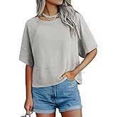 Feiersi Women Cotton T-Shirts Summer Crewneck Pullover Short Sleeve Tops Basic Tops Tees Blouses